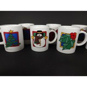 Set Of 9 Vintage small demitasse espresso Christmas Mugs Cups